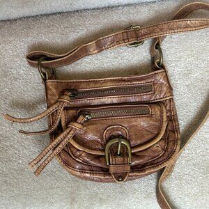 Vintage yr 2000 Mudd Brown Faux Leather Mini Crossbody Bag